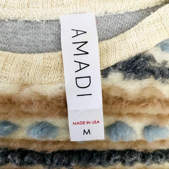 Amadi x Anthropologie Mix Media Sweater Open Neck Long Sleeve Puff - M - Picture 4 of 4